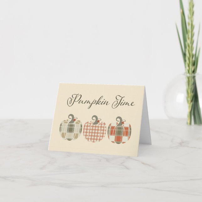 Fall-Autumn-Patchwork Pumpkins Dankeskarte (Vorderseite)