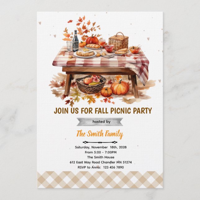 Fall autumn picnic party invitation einladung (Vorderseite)