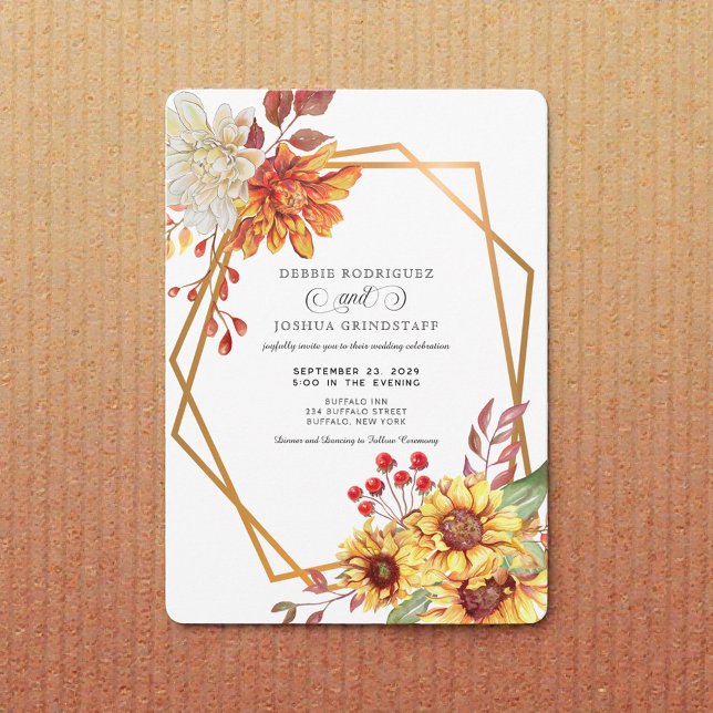 Fall Autumn Sunflower Wedding Invitation  Einladung (Von Creator hochgeladen)