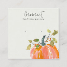 Fall Autumn Watercolor Pumpkin Earring Display
