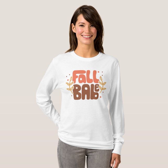 Fall Babe Moderner Retro-Herbst T-Shirt (Vorne ganz)