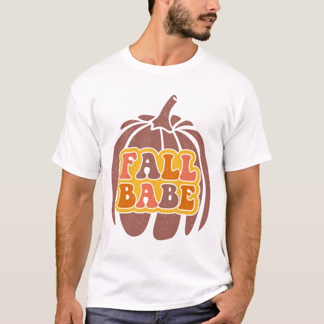 Fall Babe Pumpkin Halloween Groovy Fall Saison T-Shirt (Vorderseite)