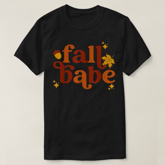 Fall Babe Vintage Blätter Herbstsaison Danke T-Shirt (Design vorne)