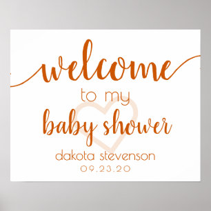 Fall Baby Dusche   Begrüßungszeichen Burnt Orange Poster