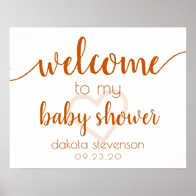 Fall Baby Dusche | Begrüßungszeichen Burnt Orange Poster (Vorne)