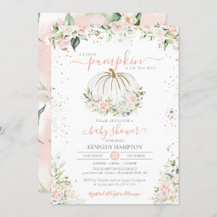 Fall Baby Dusche Blush Pink & White Little Pumpkin Einladung