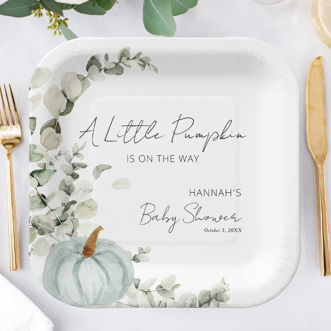 Fall Baby Dusche ein wenig Pumpkin Blue Pappteller (Von Creator hochgeladen)