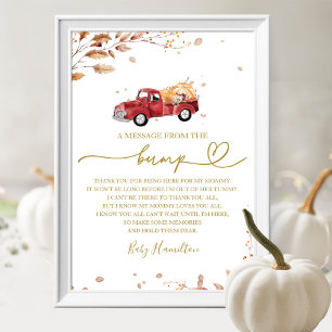 Fall Baby Dusche eine Nachricht vom Bump-Zeichen Poster
