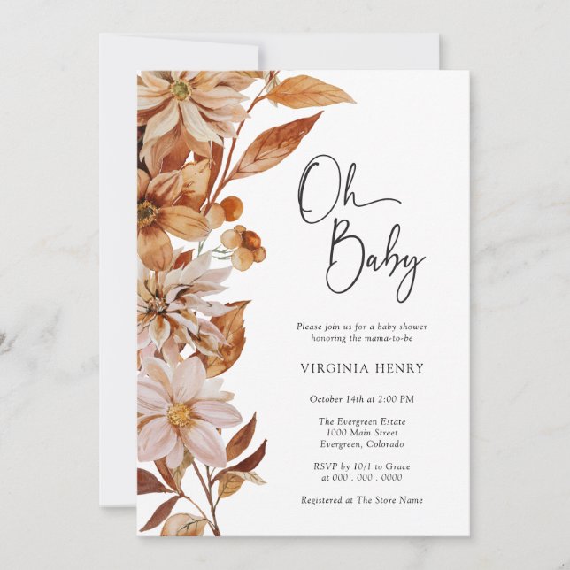 Fall Baby Dusche Einladung (Vorderseite)