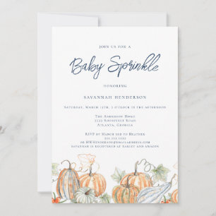 Fall Baby Dusche Sprinkle Pumpkin Blue Einladung