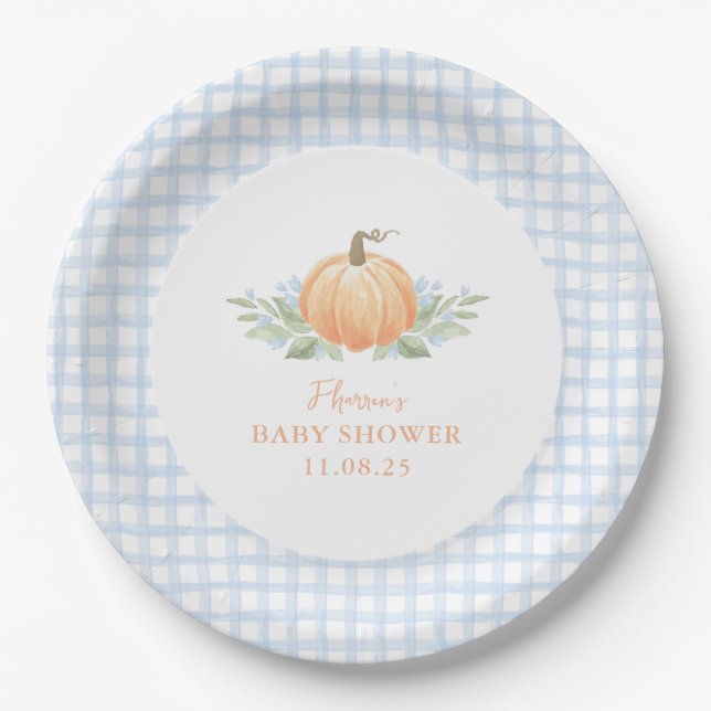 Fall Baby Dusche Teller | Kürbis (Vorderseite)