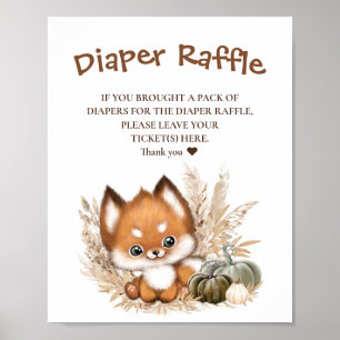 Fall Baby Dusche Windeln Raffle-Zeichen Poster