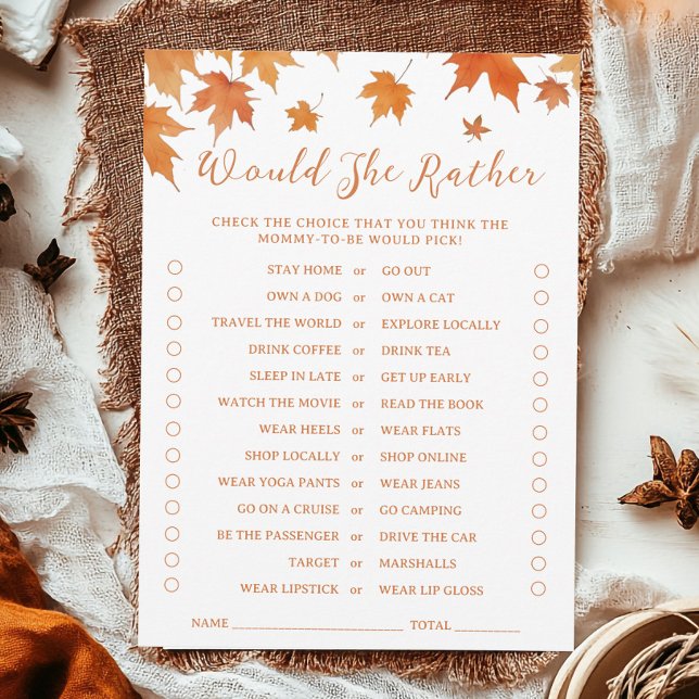 Fall Baby Dusche würde sie eher Spielkarte Einladung (Von Creator hochgeladen)