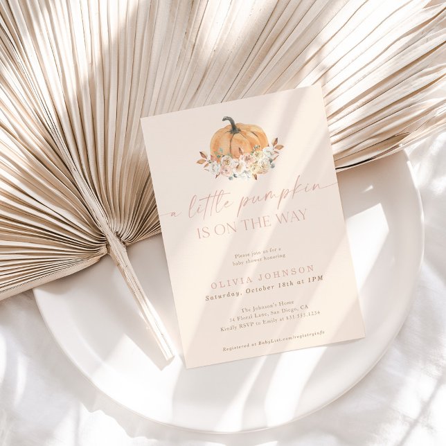 Fall Baby Girl Babydusche | Pink A Little Pumpkin Einladung (Von Creator hochgeladen)