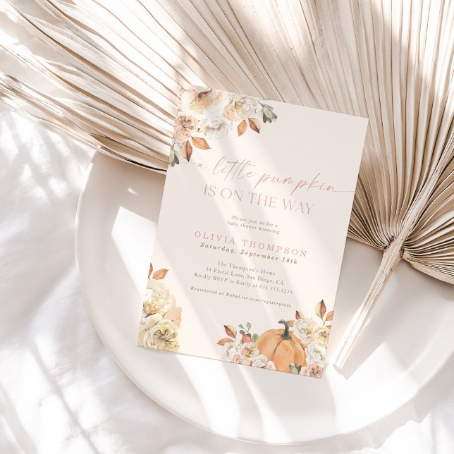 Fall Baby Girl Babydusche | Pink A Little Pumpkin Einladung (Von Creator hochgeladen)