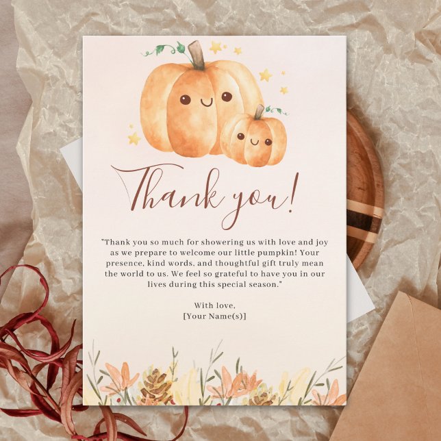 Fall Baby Shower – "A Little Pumpkin is on the way Dankeskarte (Von Creator hochgeladen)