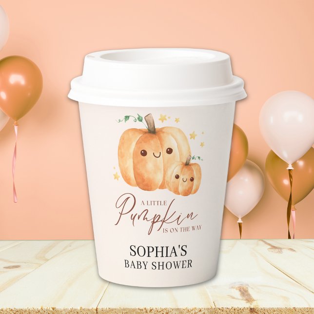 Fall Baby Shower – "A Little Pumpkin" Soft Orange  Pappbecher (Von Creator hochgeladen)