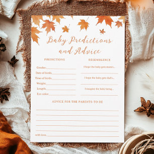 Fall Baby Shower Baby Predictions Spielkarte Einladung