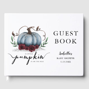 Fall Baby Shower Blue Little Pumpkin Gästebuch