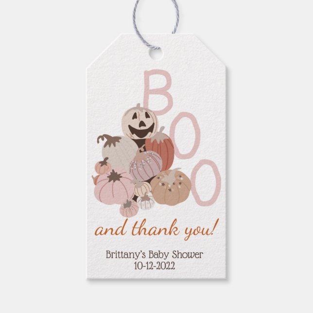 Fall Baby Shower Little Boo Pumpkin Geschenkanhänger (Vorderseite)