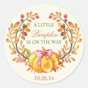 Fall-Babyparty ein kleiner Kürbis ist auf der Runder Aufkleber