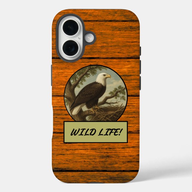 Fall Bald Eagle Wood Grain Case-Mate iPhone Hülle (Rückseite)