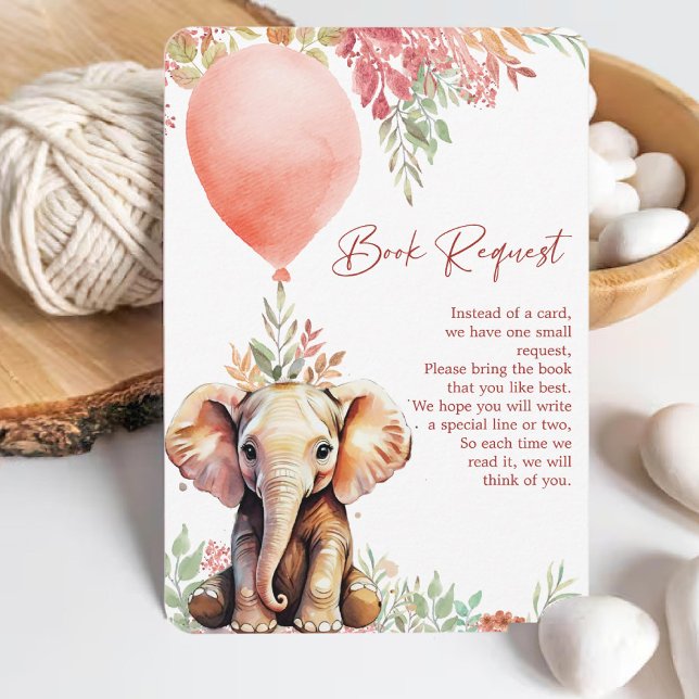 Fall Balloon Elephant Baby Showbuchanfrage Begleitkarte (Fall Balloon Elephant Baby Shower Book Request Enclosure Card)