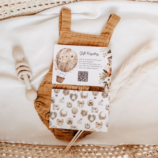 Fall Balloon QR Code Baby Showregisterkarte Begleitkarte (Cozy in Bloom Gift Registry)