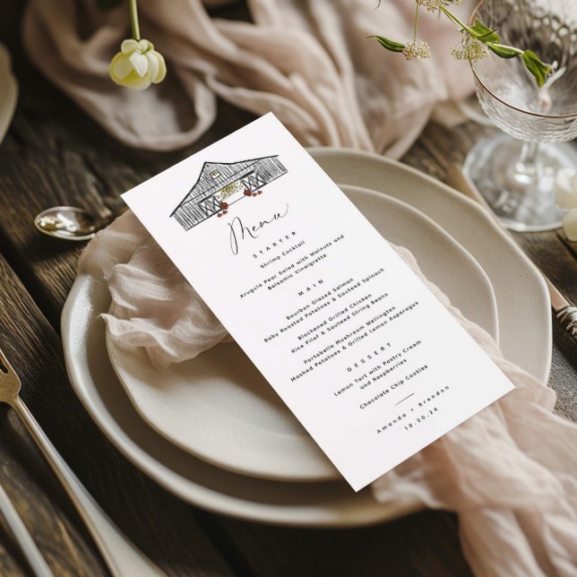 Fall Barn mit Pumpkins Hochzeitsmenü Menükarte (Von Creator hochgeladen)