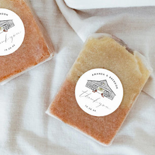 Fall Barn Pumpkins Danke Hochzeit Runder Aufkleber