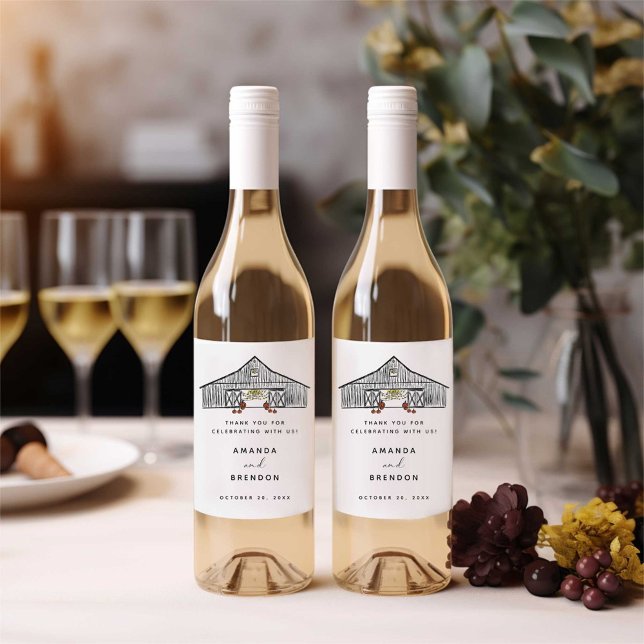 Fall Barn Pumpkins Hochzeitwein Weinetikett (Von Creator hochgeladen)