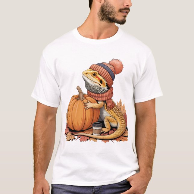 Fall Bartan Dragon mit Pumpkin Art T-Shirt (Vorderseite)