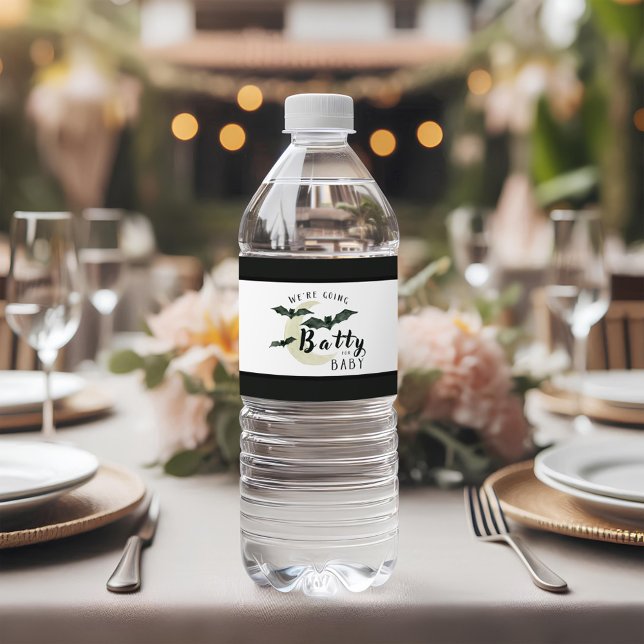 Fall Batty für Baby Black Bats Babydusche Wasserflaschenetikett (Von Creator hochgeladen)