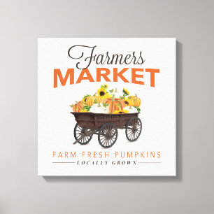 FALL BAUERN MARKT PUMPKIN UND SONNENBLUMEN LEINWANDDRUCK