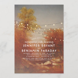 Fall Bäume und String Lights-Engagement-Partei Einladung