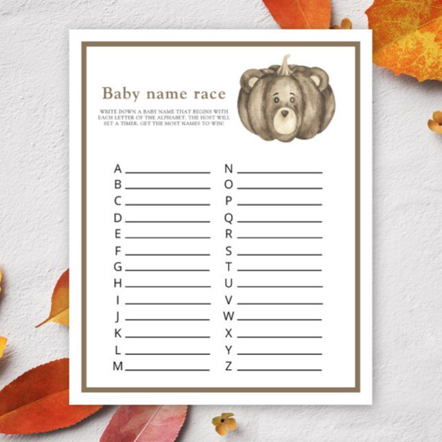 Fall Bear Pumpkin - Baby name race game (Von Creator hochgeladen)