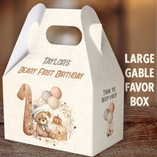 Fall Bear Pumpkin Boy 1. Geburtstag Groß Geschenkschachtel