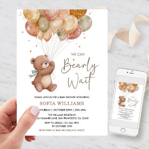 Fall Bearly Wait Baby Shower Geschlechtsneutral Einladung