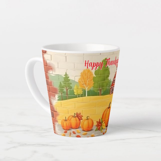 Fall Beautiful Trendy Happy Thanksgiving Milchtasse (Linke Ecke)
