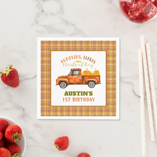 Fall Birthday Truck Napkin - Custom Serviette (Beispiel)