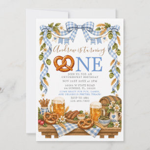 Fall Blau Brezel Oktoberfest Erster Geburtstag  Einladung