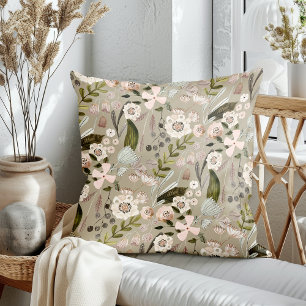 Fall Blooms Vanilla Taupe Kopfkissen Kissen