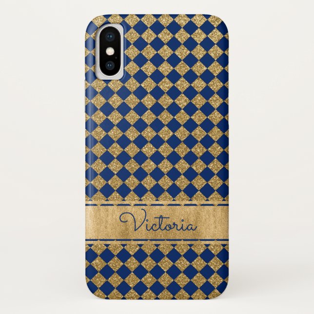 Fall Blue, Gold Quatrefolie Case-Mate iPhone X Hülle (Rückseite)