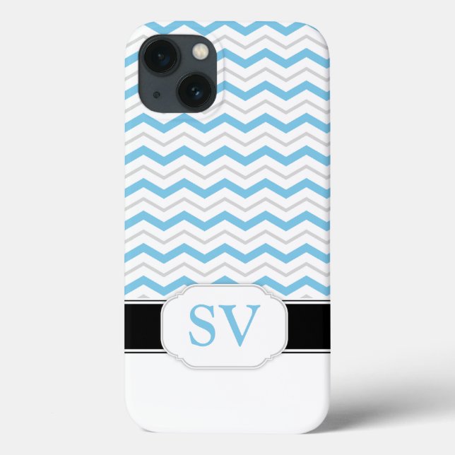 Fall Blue & Grey Zickzack Monogram iPad 2/3/4 Case-Mate iPhone Hülle (Rückseite)