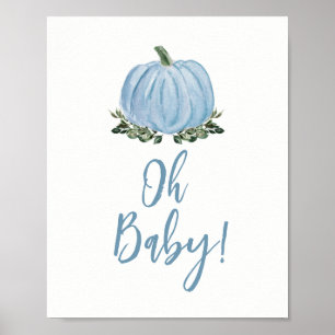 Fall Blue Pumpkin Baby Dusche Oh Baby Schild