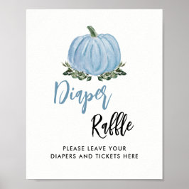 Fall Blue Pumpkin Baby Duschkabine Windeln Raffle Poster