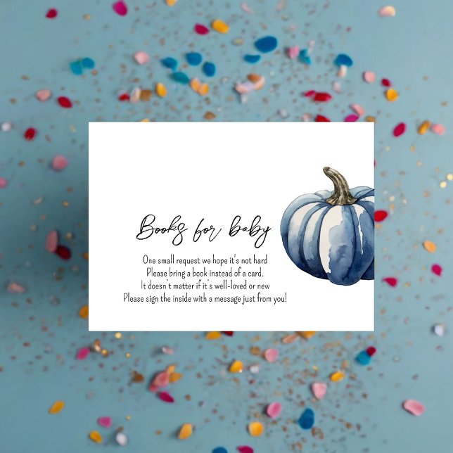 Fall Blue Pumpkin Baby Showbücher für Baby Begleitkarte (Von Creator hochgeladen)
