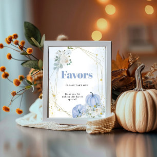 Fall Blue Pumpkin Boy Baby Duschfavoriten Zeichen Poster