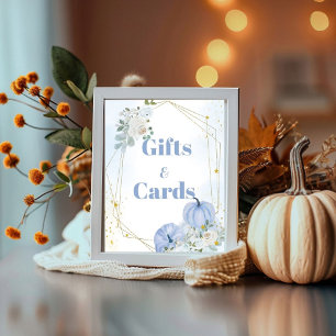 Fall Blue Pumpkin Boy Baby Duschgeschenk & Kartenz Poster