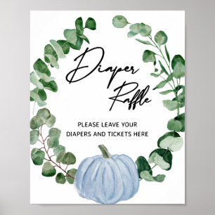 Fall Blue Pumpkin Boy Babydusche Windelwanne Raffe Poster